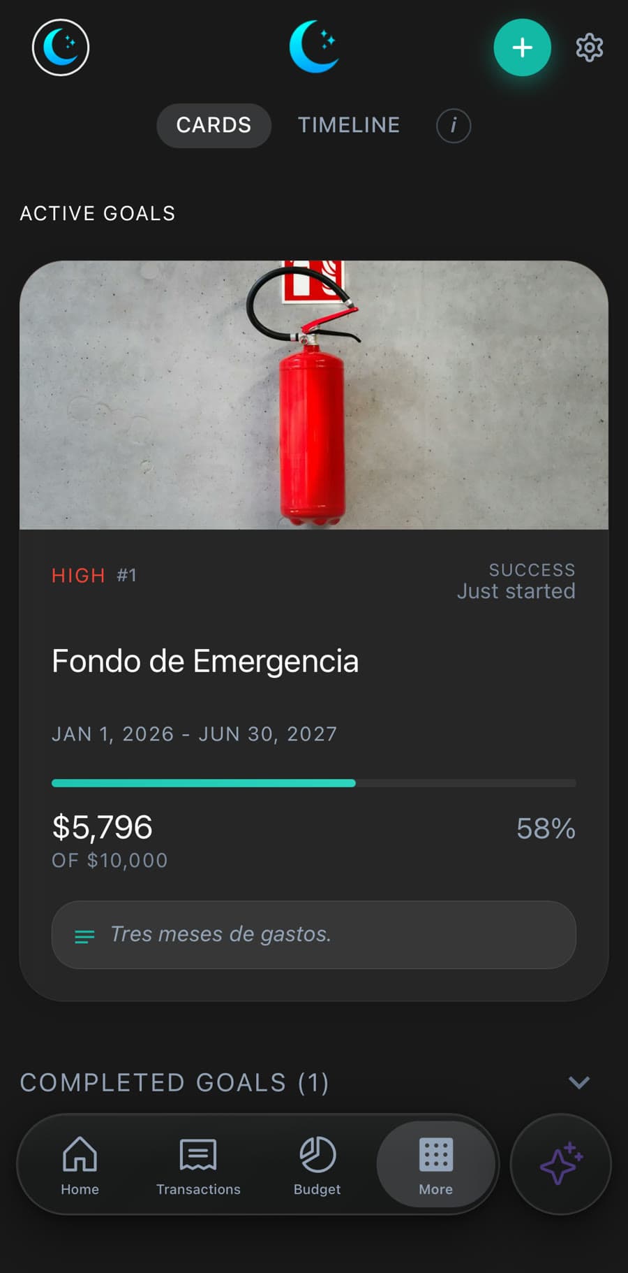 Luna Money iPhone app: Goals