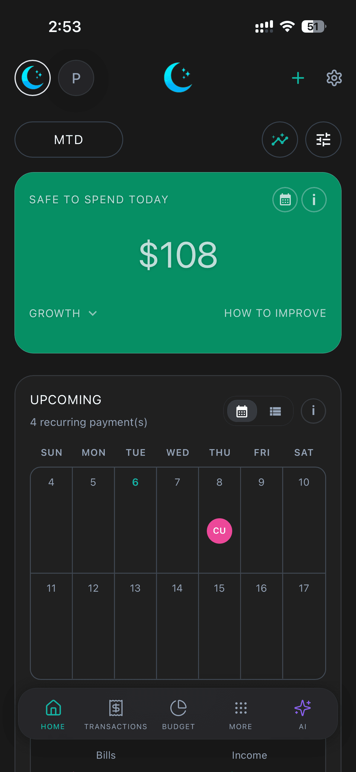 Safe to Spend Dashboard